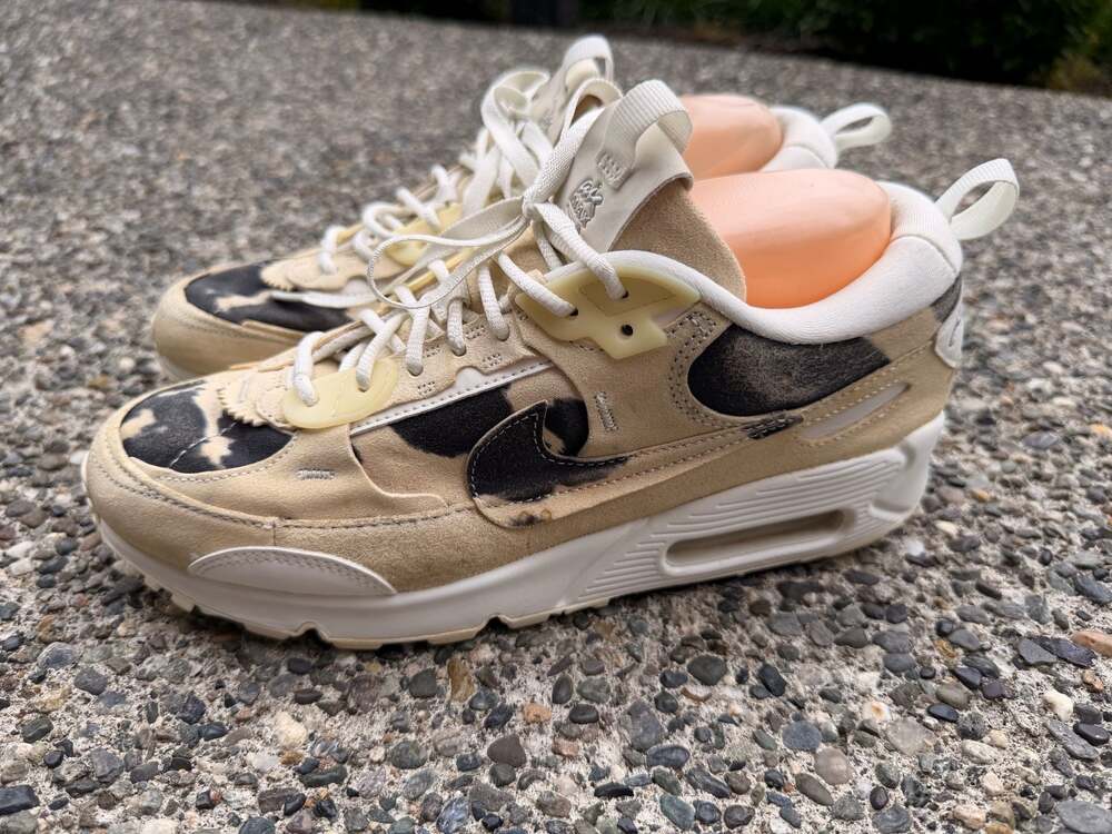 Nike Air Max 90 Futura Cow Print Cream and Black Sneakers